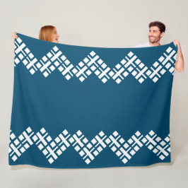 Ocean Blue und White Mono Zig Zag Fleecedecke
