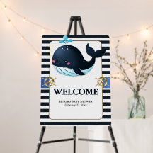 Ocean Blue Under Sea Kawaii Whale Baby Shower