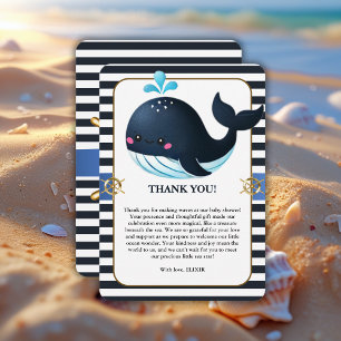 Ocean Blue Under Sea Kawaii Whale Baby Shower Dankeskarte