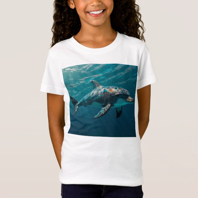 Ocean Blue Underwater Dolphin Portrait T-Shirt (Vorderseite)