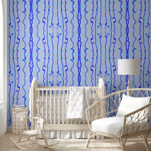 Ocean Blue vertikale Linien Tapete
