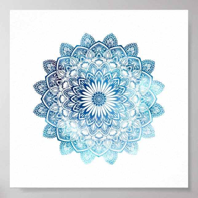 Ocean Blue Watercolor Mandala Poster (Vorne)