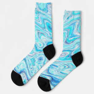 Ocean Blue Wave Marmor Textur Abstrakt flüssig Socken