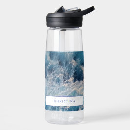 Ocean Blue Waves Bath Individuelle Name Trinkflasche