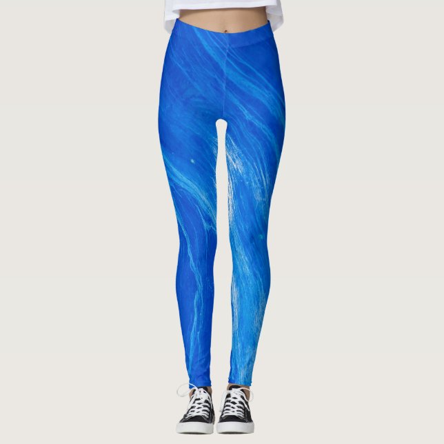 Ocean Blue Waves Sommerzeit Leggings (Vorderseite)