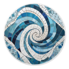 Ocean Blue Whirl Wirbel Sea Abstrakte Imitate Mosa Keramikknauf