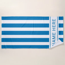 Ocean Blue White Strip Handtuch mit Ihrem Namen