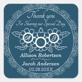 Ocean Blue & White Wedding Classic Round Aufkleber
