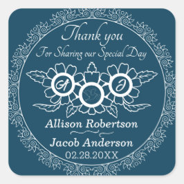 Ocean Blue & White Wedding Classic Round Aufkleber