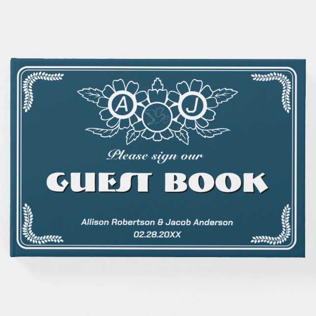 Ocean Blue & White Wedding Gästebuch (Vorderseite)