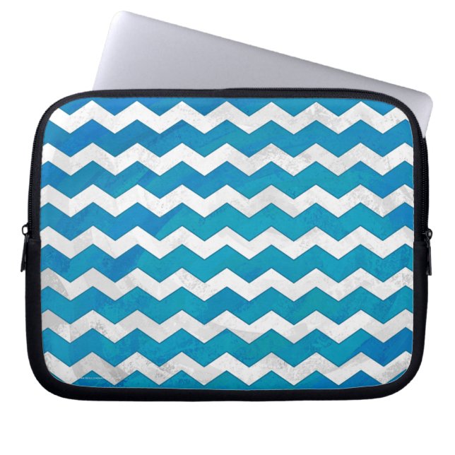 Ocean Blue Zickzack Pattern Laptopschutzhülle (Vorderseite)