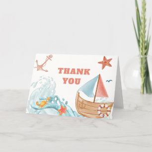 Ocean Boy Adventure Sailboat Babydusche Dankeskarte
