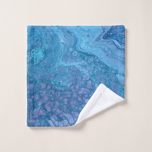 Ocean Breeze 3 Blue Purple Abstract Bath Towel Set (Waschlappen)