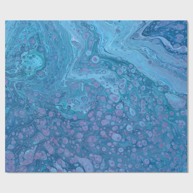 Ocean Breeze 3 Blue Purple Abstract Wrapping Paper Geschenkpapier (Flach)