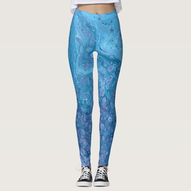 Ocean Breeze 3 Soft Blue Purple Abstract Leggings (Vorderseite)