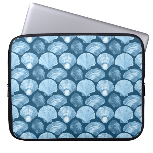 Ocean Breeze Blue Seashell Laptop Bag Laptopschutzhülle (Vorderseite)