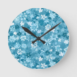 Ocean Breeze Floral Turquoise Botanical Runde Wanduhr