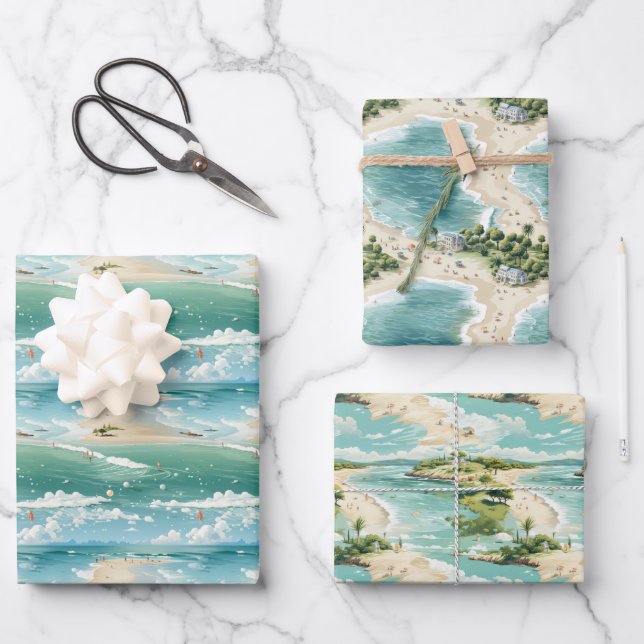 Ocean Breeze Wrapping Paper Geschenkpapier Set (Vorderseite)
