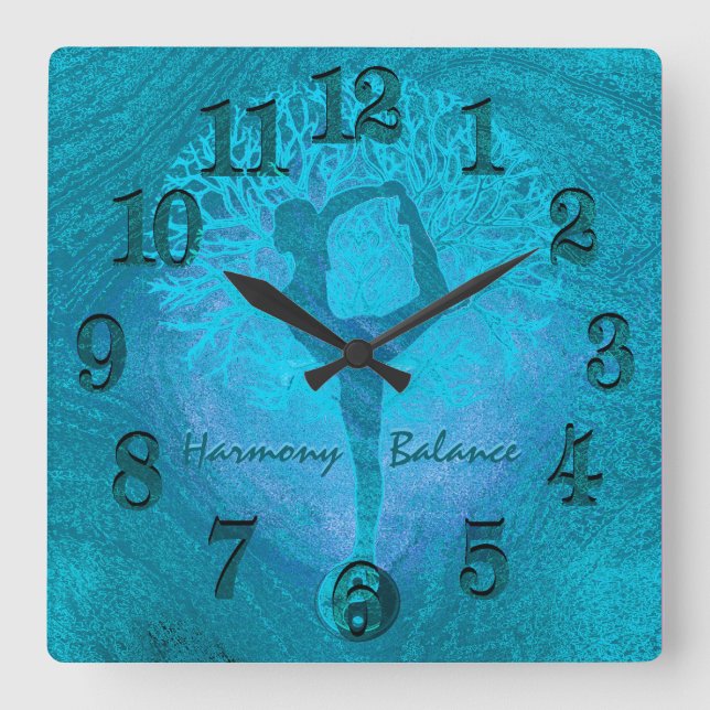 Ocean Breeze Yoga Yang Quadratische Wanduhr (Vorderseite)