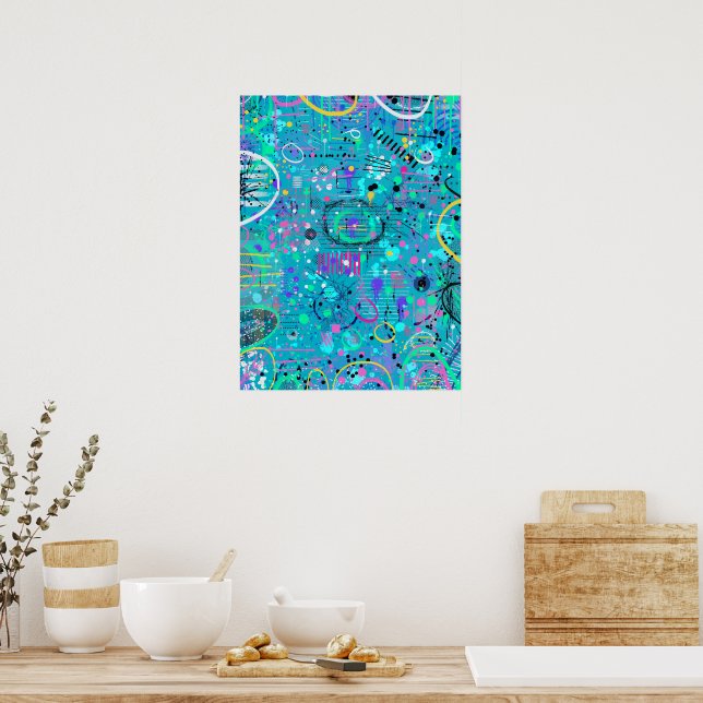 Ocean Bubbles: Maximalist Art Poster (Küche)