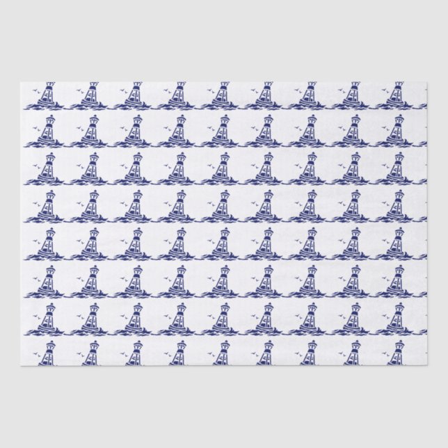 Ocean Buoy and Seagulls DIY Colors Blue Seidenpapier (Vorderseite)