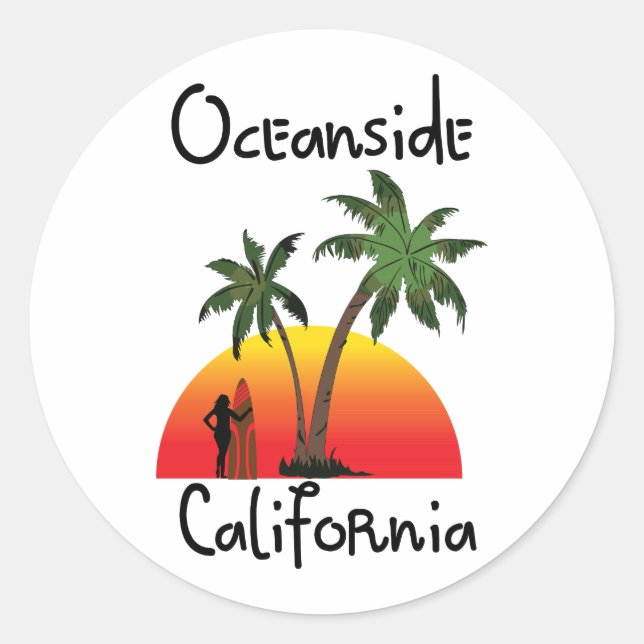 Ocean California Runder Aufkleber (Vorderseite)