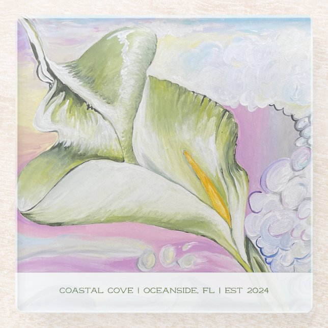 Ocean Calla Lily Vacation Home Glasuntersetzer (Vorderseite)