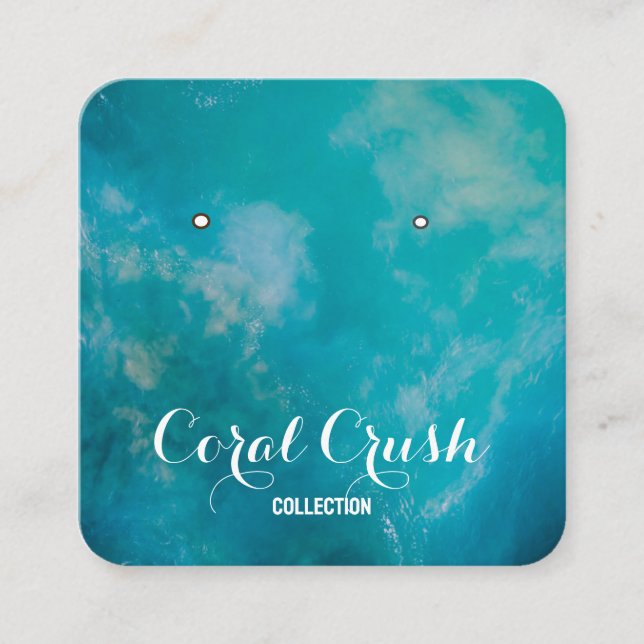 Ocean Calligraphy Earring Display Card Business Quadratische Visitenkarte (Vorderseite)