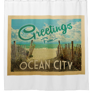 Ocean City Beach Vintage Duschvorhang