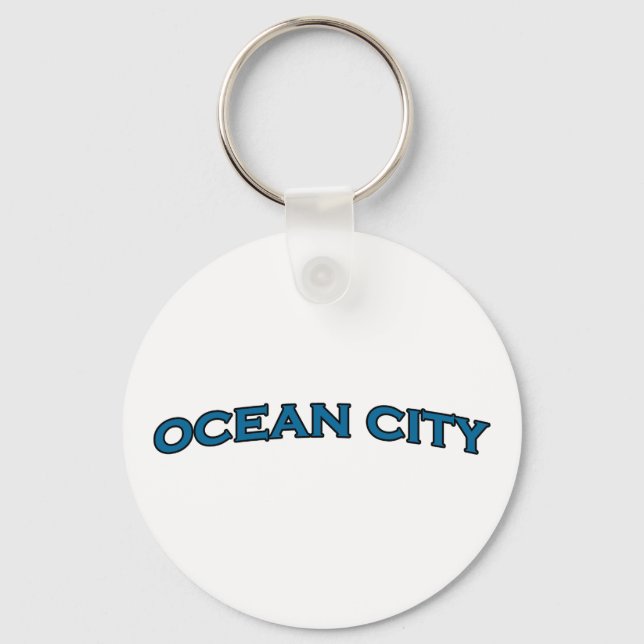 Ocean City Maryland Arted Text Logo Schlüsselanhänger (Vorderseite)