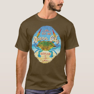 Ocean City Maryland Blue Crab am Strand T-Shirt