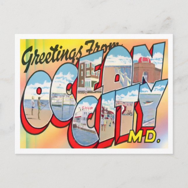 Ocean City, Maryland Carte Postale Grandes Lettres (Devant)