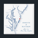 Ocean City Maryland Chesapeake Bay Map Wedding Magnet<br><div class="desc">Schnelle und einfache Bestellung! Diese Magnete von Ocean City und Maryland machen die Hochzeitsfeiern am Strand von Maryland zu einem beliebten Erlebnis für die Hochzeit in Urlaubsort von Ocean City. Bewegen Sie das Herz, indem Sie unter "Anpassen" auf "Bearbeiten mit dem Designwerkzeug" klicken. Mit einer Karte von Chesapeake Bay mit...</div>