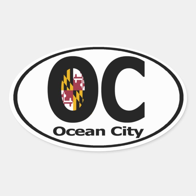Ocean City Maryland Decal (Set von 4 Jahren) Ovaler Aufkleber (Vorderseite)