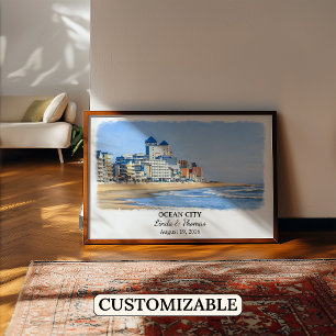 Ocean City Maryland Poster, Aquarell, Maßgeschneid Poster