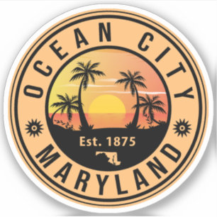 Ocean City Maryland Retro Sunset Souvenirs 60s Aufkleber