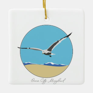 Ocean City, Maryland Sea Gull am Strand Keramikornament