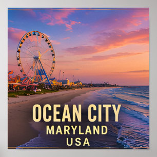 Ocean City Maryland Strand Reise Geschenk Poster