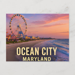 Ocean City Maryland Strand Reise Geschenk Postkarte