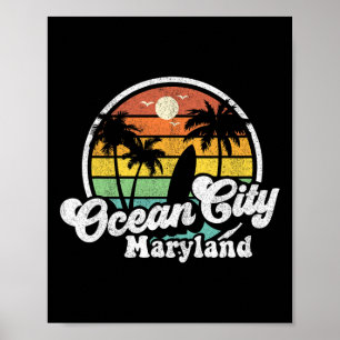 Ocean City Maryland Strandurlaub Retro Surfen S Poster