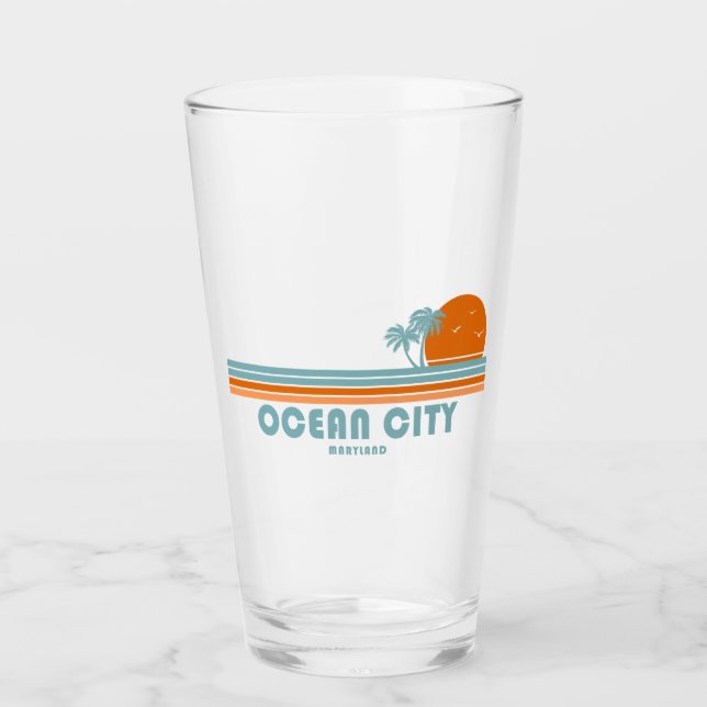 Ocean City Maryland Sun Palm Trees Glas (Vorderseite)