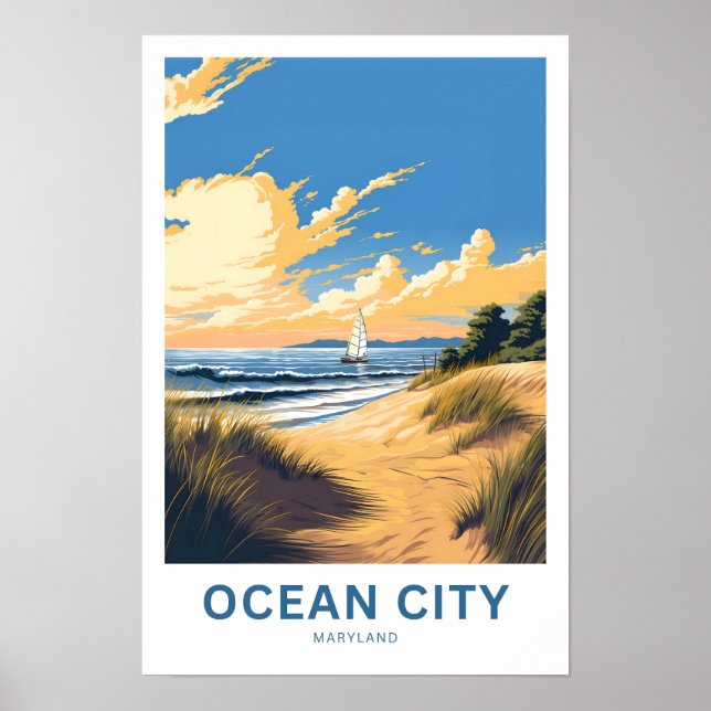 Ocean City Maryland Travel Print Poster (Vorne)