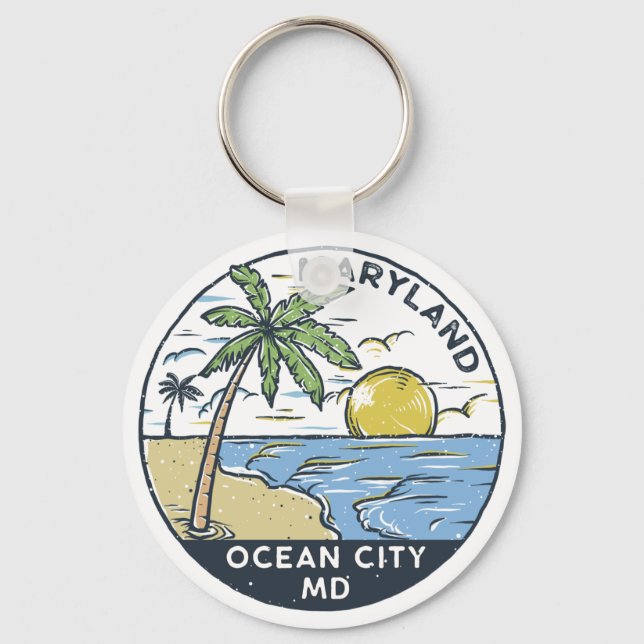 Ocean City Maryland Vintag Schlüsselanhänger (Vorderseite)