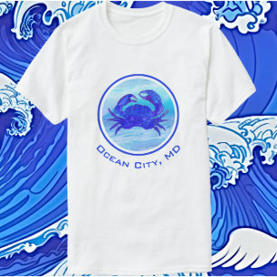 Ocean City, MD Blue Crab and Waves T - Shirt