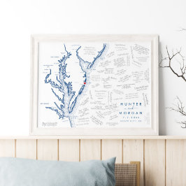 Ocean City MD Wedding Modern Map Guest Book Poster