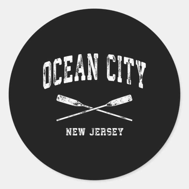 Ocean City New Jersey Nautical Crossed Oars Runder Aufkleber (Vorderseite)