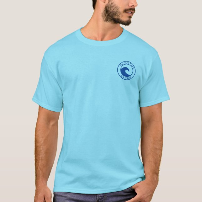 Ocean City NJ Blue Ocean Wave Circle Design T-Shirt (Vorderseite)