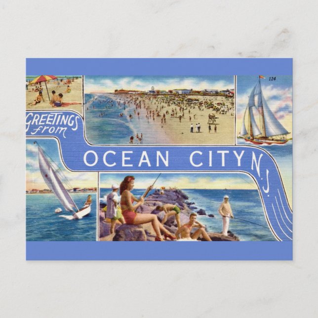 Ocean City NJ Postkarte (Vorderseite)