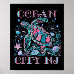 Ocean City Nj Schildkrötenliebhaber Farbige Strand Poster