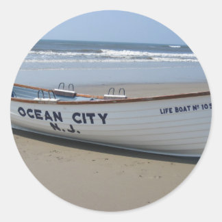 Ocean City, NJ * Summer Fun * Shore Boat Runder Aufkleber